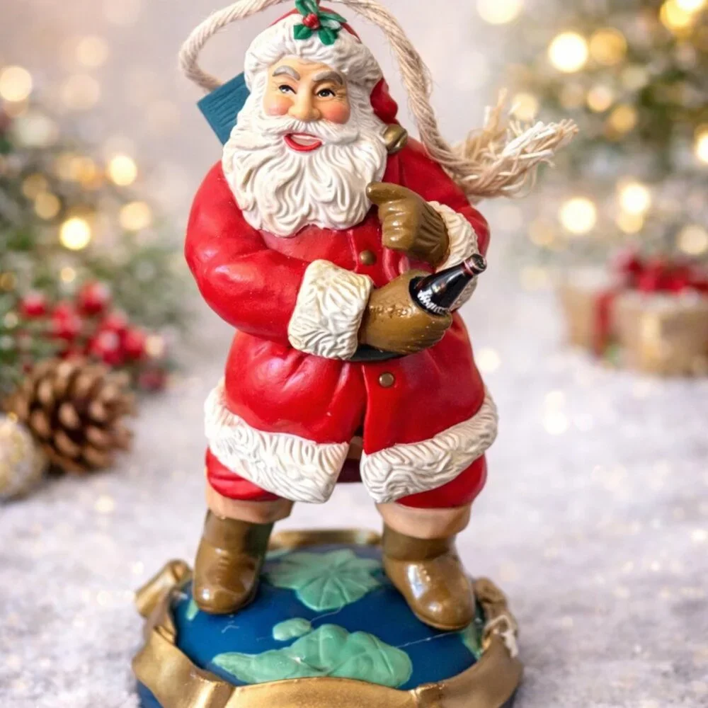 Vintage 1992 Coca-Cola Santa “On Top of the World” Ornament